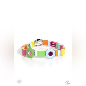 Paparazzi Colorblock Cameo Multicolor Stretch Bracelet